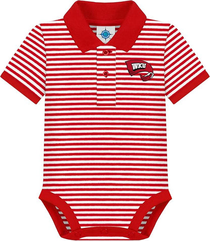 Creative Knitwear College Baby Striped Polo Bodysuit - Team Logo, Multiple Colors, for Boys & Girls (0-12 Months)
