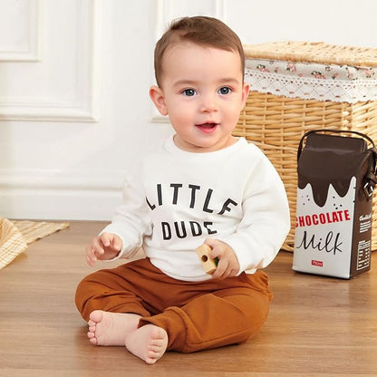 Murnouche Toddler Baby Boy Fall Winter Outfits Letter Crewneck Sweatshirt Casual Pants 2Pcs Clothes Set