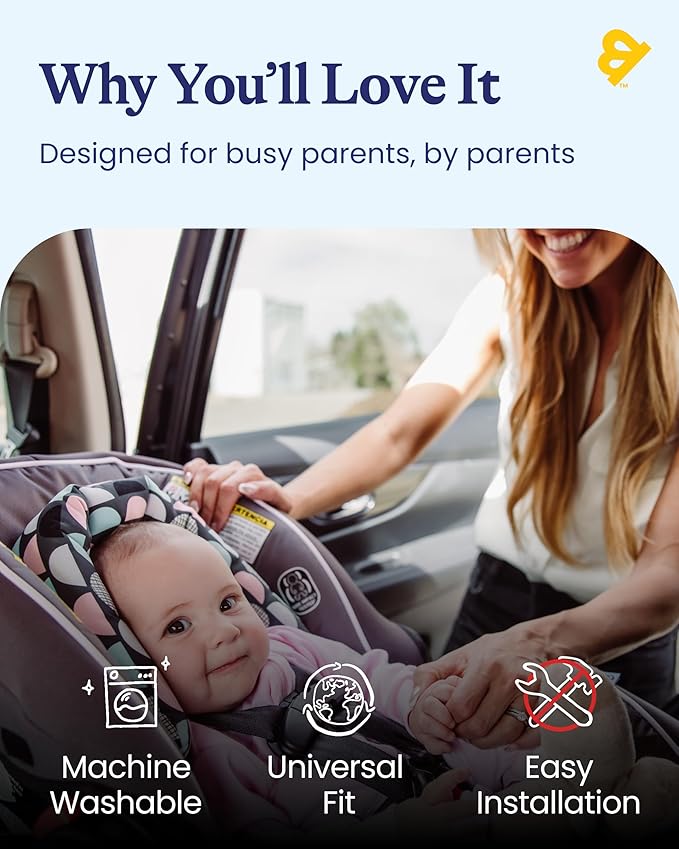 GoldBug Baby & Toddler 2-in-1 Car Seat Head Support + Strap Covers - Scallop