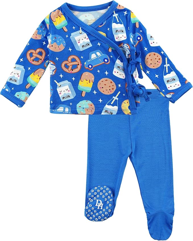 Newborn Baby Girls Clothes-Viscose Made from Bamboo, Long Sleeve Kimono Top and Pants Set Soft Infant Outfits