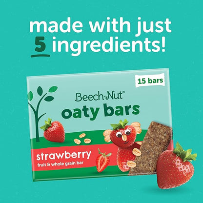 Beech-Nut Toddler Snacks Oaty Bars Granola Bars for Babies & Toddlers, Fruit & Whole Grain Strawberry Snack Bar, Gluten Free Toddler Snack, 6 Boxes (30 Individually Wrapped Bars)