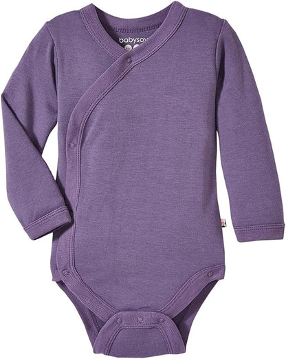 Babysoy Unisex Newborn, Infant, & Baby Long Sleeve Kimono Wrap Around Side-Snap Organic Bodysuit Onesies Onepiece