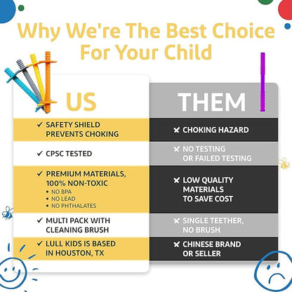 Silicone Baby Teethers 0-6 Months, Textured Baby Teething Toys 3-6 Months, Toddler Molar Teething Relief Sticks, Freezable Chew Straws for Babies 6-12 Month Girl Boy Infant (Blue/Orange)