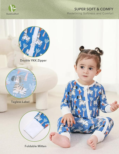 Baby Zippered Rompers Newborn Pajamas Sleepers Long Sleeve Jumpsuits Infant Zipper Romper-Viscose from Bamboo