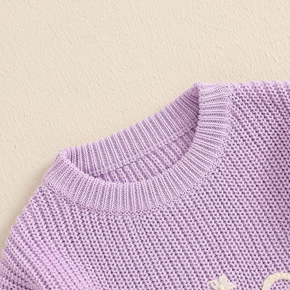 Mommy and Me Sweater Matching Family Outfit Long Sleeve Knit Sweater Pullover Mom and Baby Clothes