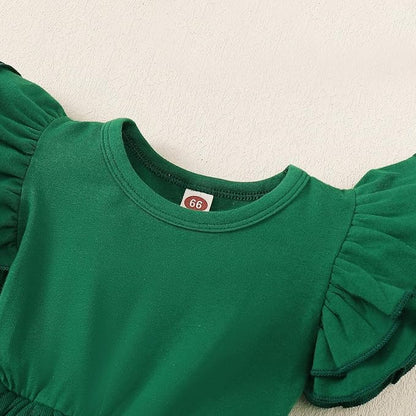 Baby Girl Clothes Infant Ruffle Sleeve Romper Dress Newborn Solid Tutu Skirt Sets Jumpsuit Headband Outfit