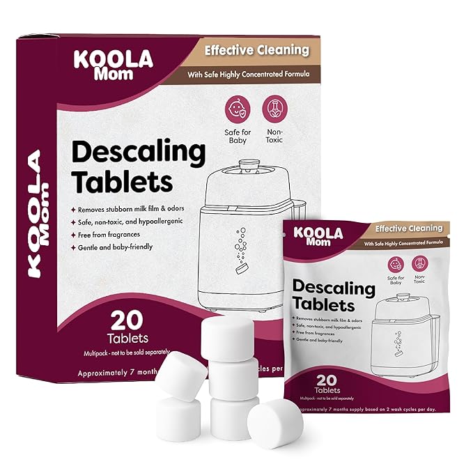 Descaling Tablets 20 Count - Compatible with Momcozy & Baby Brezza and Grownsy Bottle Washer Sterilizers & Warmers - Descaler for Milk & Limescale Removal