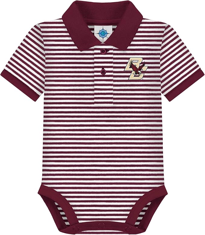 Creative Knitwear College Baby Striped Polo Bodysuit - Team Logo, Multiple Colors, for Boys & Girls (0-12 Months)