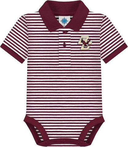 Creative Knitwear College Baby Striped Polo Bodysuit - Team Logo, Multiple Colors, for Boys & Girls (0-12 Months)