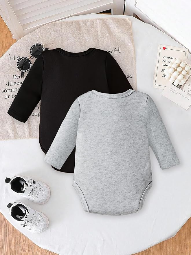 Newborn Infant Baby Boy Romper Fall Winter Long Sleeve Buttoned One Piece Romper Bodysuit 0-24 Months