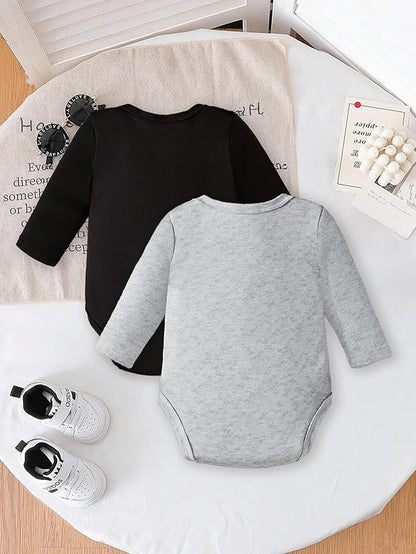 Newborn Infant Baby Boy Romper Fall Winter Long Sleeve Buttoned One Piece Romper Bodysuit 0-24 Months