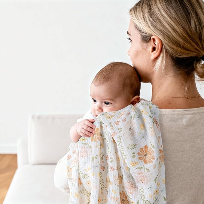 GLLQUEN BABY Muslin Swaddle Blankets,3-Pack Receiving Blanket for Newborn Boys and Girls,Baby Swaddle Blanket Unisex,Pastoral Whispers,Baby Essentials, Registry & Gift, 40 x 38 inches