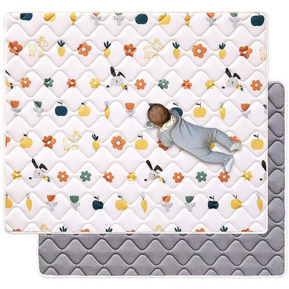 Odorless Premium Foam Baby Play Mat 79" x 59", Soft Microfiber Fabric Crawling Mat for Floor- Comfortable and Hypoallergenic, Non-Slip Cushioned Floor Playpen mat for Infants,Babies,Toddlers