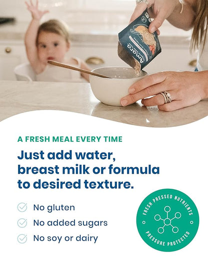 Amara Organic Baby Food - Stage 2 - Kale Potato - Baby Cereal to Mix With Breastmilk, Water or Baby Formula - Shelf Stable Baby Food Made from Organic Fruit and Veggies - 7 Pouches, 3.5oz Per Serving