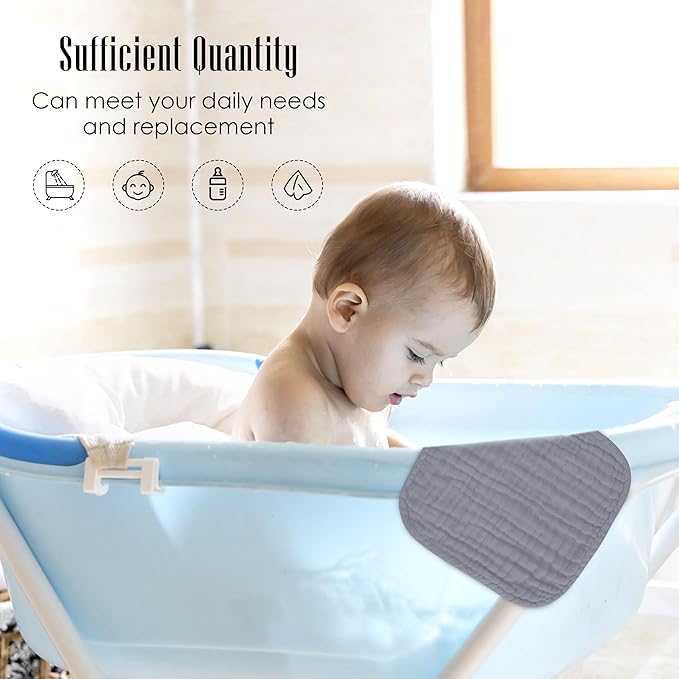 Baby Washcloths -100% Cotton Muslin Soft Baby Bath Wash Cloths and Absorbent Baby Wipes for Newborns Kids Girls and Boys - 12 Pack, 12x12 Inches - Grey, Green, Slate