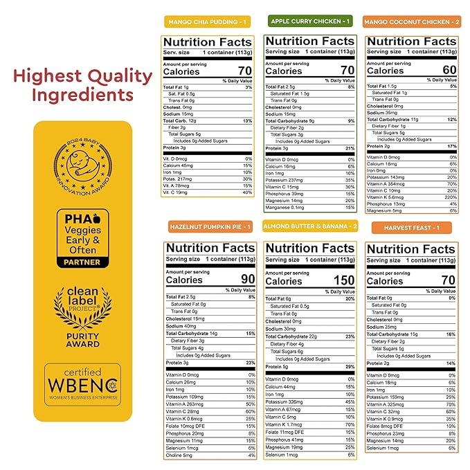 Square Baby Organic Baby Food Purees | Stage 1-3 Variety Pack | Fresh & Dietitian-Designed Veggie-Forward, Balanced Meals | Low Sugar. No Added Sugar | Allergen Intro Options (14 Pack, 4oz)