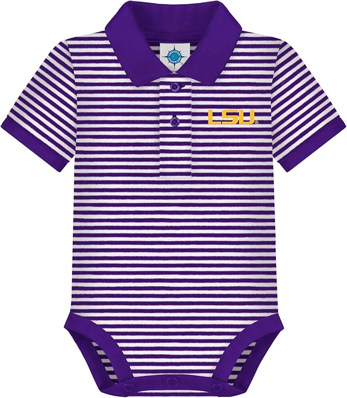 Creative Knitwear College Baby Striped Polo Bodysuit - Team Logo, Multiple Colors, for Boys & Girls (0-12 Months)