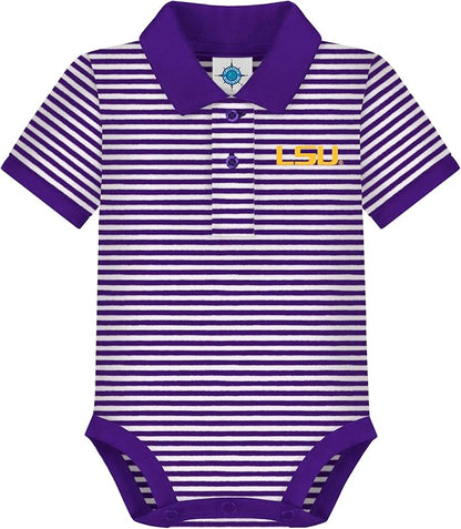 Creative Knitwear College Baby Striped Polo Bodysuit - Team Logo, Multiple Colors, for Boys & Girls (0-12 Months)