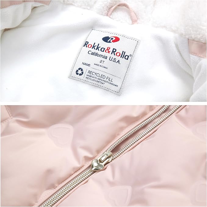 Rokka&Rolla Baby Toddler Girls' Water-Resistant Sherpa Fleece Lined Puffer Jacket Winter Coat