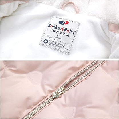 Rokka&Rolla Baby Toddler Girls' Water-Resistant Sherpa Fleece Lined Puffer Jacket Winter Coat