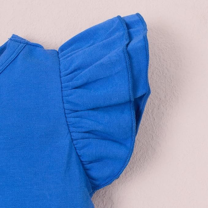 12M-14Y Toddler Baby Girls T Shirt Solid Color Blouse Ruffle Top Cotton Casual Tees Plain Shirt