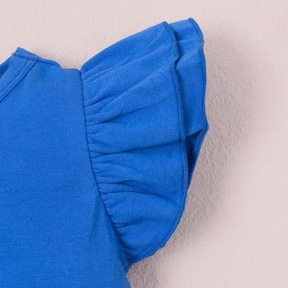 12M-14Y Toddler Baby Girls T Shirt Solid Color Blouse Ruffle Top Cotton Casual Tees Plain Shirt