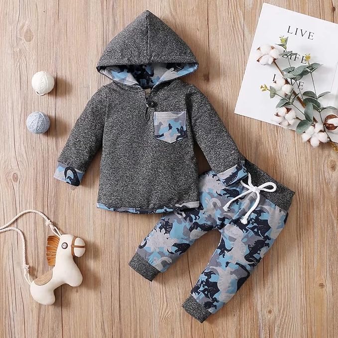 Baby Boy Clothes Infant Hoodie Tops Outfit Long Sleeve Sweatshirt Plaid Pants 2pcs Set 0-36 Months