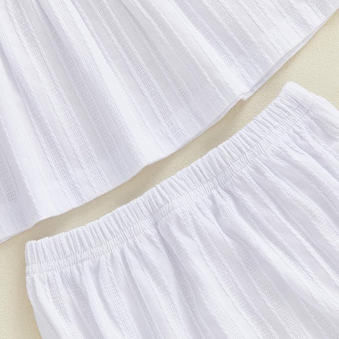 Mubineo Baby Girl Summer Clothes Cute Ruffle Tops Dress Shorts Outfits Set Infant Toddler Shrit Bloomers Princess Outfit