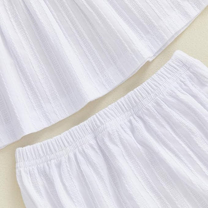 Mubineo Baby Girl Summer Clothes Cute Ruffle Tops Dress Shorts Outfits Set Infant Toddler Shrit Bloomers Princess Outfit