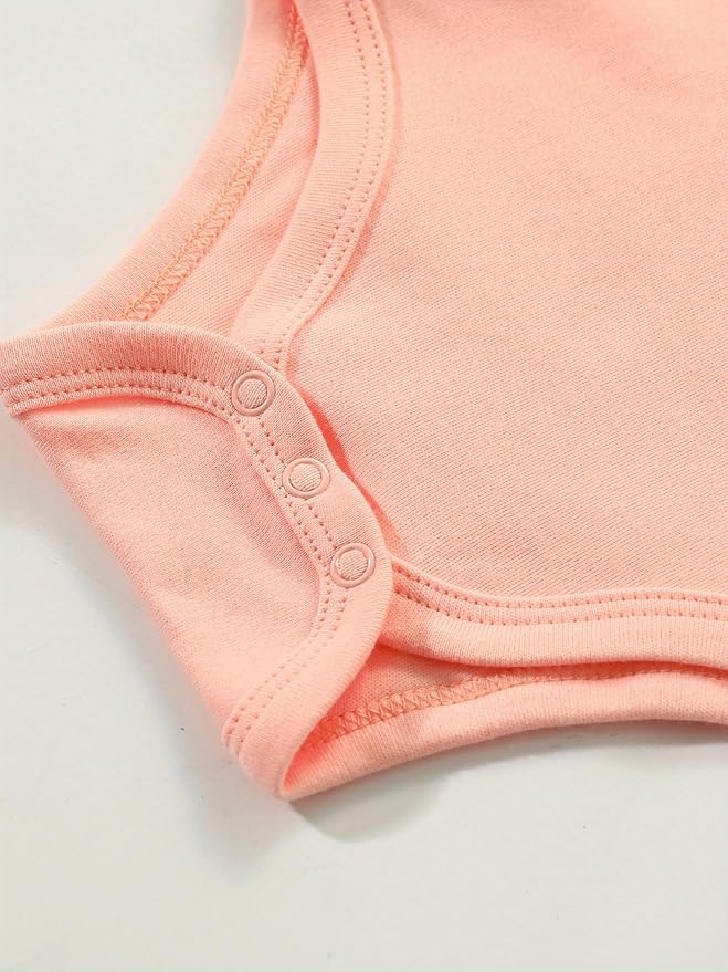 5-Pack Newborn Infant Unisex Short Sleeve Baby Bodysuits,Comfortable 100% Cotton Candy Color Rompers