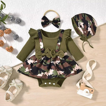 Unutiylo Preemie Newborn Baby Girl Clothes Romper Suspender Dress Fall Winter Outfits Ruffle Long Sleeve Jumpsuit
