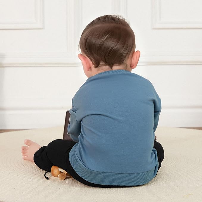 Murnouche Toddler Baby Boy Fall Winter Outfits Letter Crewneck Sweatshirt Casual Pants 2Pcs Clothes Set