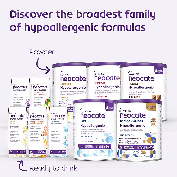 Nutricia Neocate Syneo Junior - Hypoallergenic, Dairy-free, Amino Acid-Based Formula for 1+ Years - For Toddlers, Kids & Teens - Powdered Formula - Syneo Junior - 14.1 oz can (Case of 1)