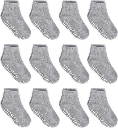 Zaples Baby Non Slip Grip Ankle Socks with Non Skid Soles for Infants Toddlers Kids Boys Girls