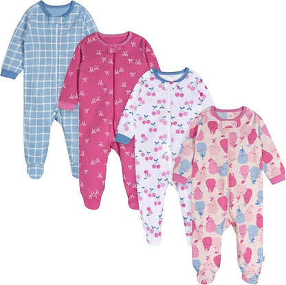 Onesies Brand baby-girls 4-pack Sleep 'N Play Footies Multi Pack