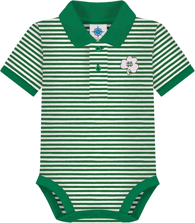 Creative Knitwear College Baby Striped Polo Bodysuit - Team Logo, Multiple Colors, for Boys & Girls (0-12 Months)