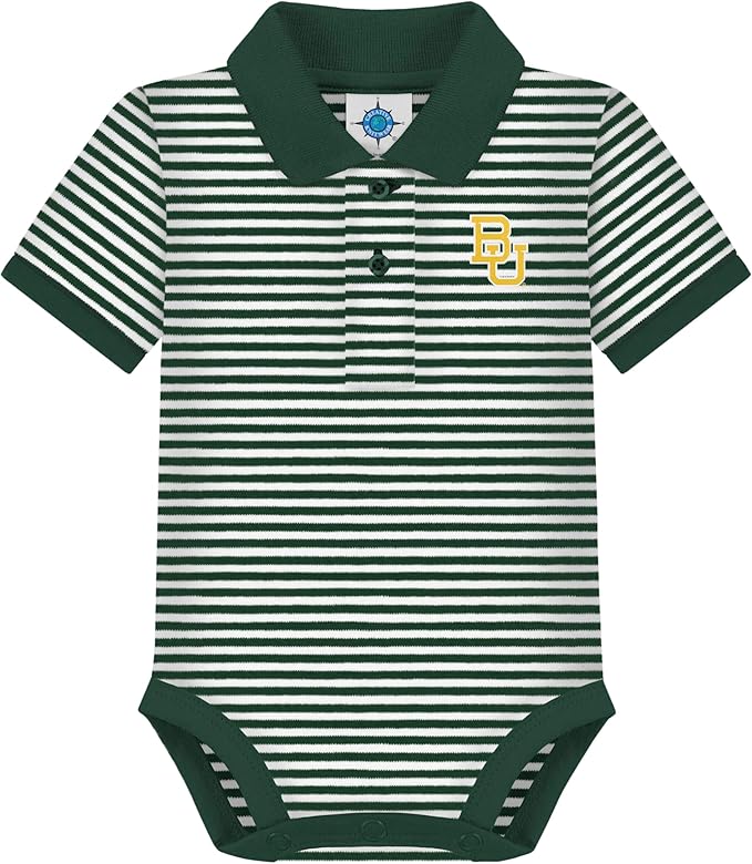 Creative Knitwear College Baby Striped Polo Bodysuit - Team Logo, Multiple Colors, for Boys & Girls (0-12 Months)