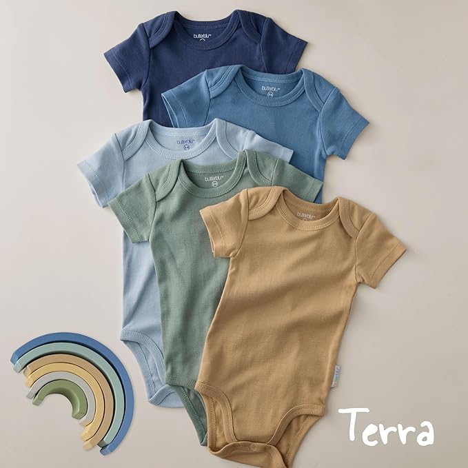 Avery 5-Pack Short Sleeve Bodysuits 100% Organic Cotton for Baby Boys & Girls