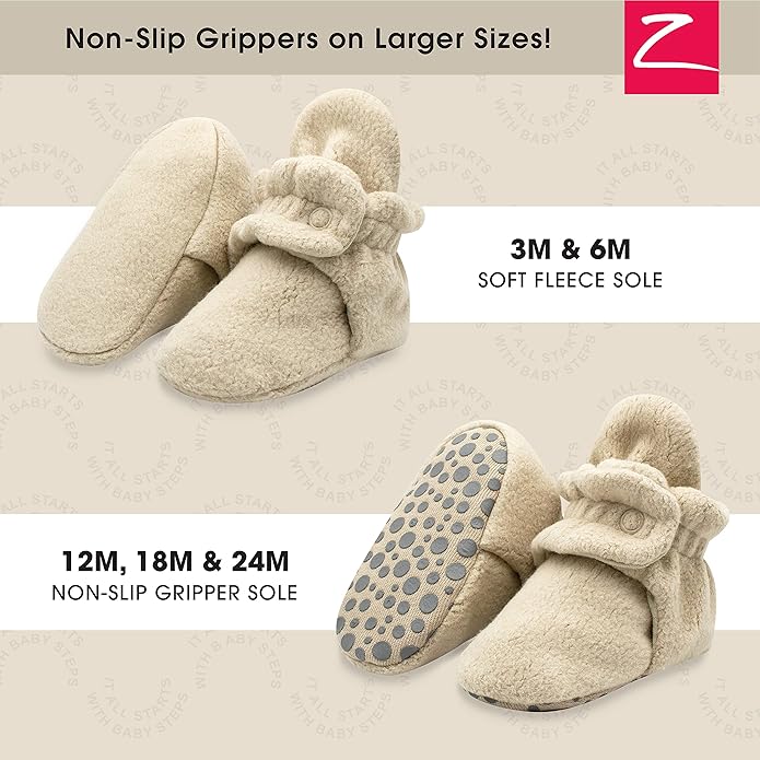 Zutano Unisex Fleece Baby Booties, Two Snap Closure, Newborn to 24 Months