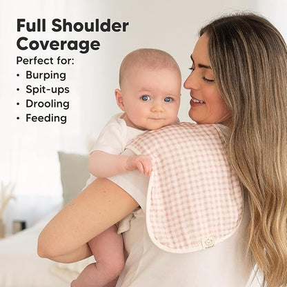 5-Pack Muslin Burp Cloths Baby Boy, Girl - Very Absorbent Baby Burp Cloth Rags, 8-Layers Viscose Derived from Bamboo Cotton Muslin Towel, Super Soft Spit Up Rags, No Shrink Washcloths (Petals)