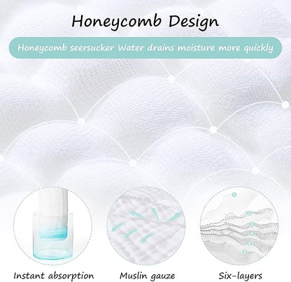 HIPHOP PANDA 10 Pack 6-Layers Muslin Burp Cloths Large - Durable 100% Cotton - Extra Absorbent and Soft Boys & Girls Rags for Newborn Registry (White+Sakura Series, 20" X10")