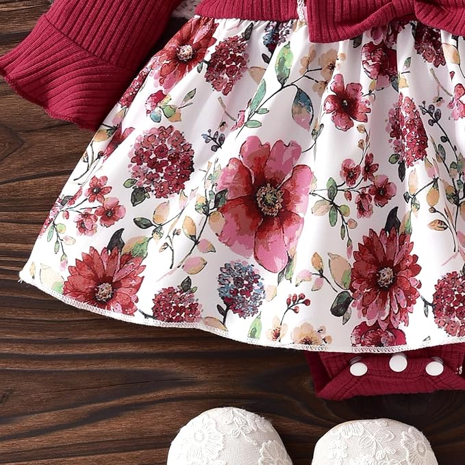 Aalizzwell Infant Baby Girls One Piece Romper Dress with Hat 0-18 Months