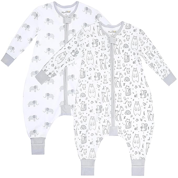 Mama Cheetah Toddler Sleep Sack with Feet, Long Sleeve 0.5 TOG Organic Cotton Baby Sleeping Bag with Legs, Wearable Blanket for Walkers w/ 2-Way Zipper, Toddler Blanket for Girls & Boys 2T