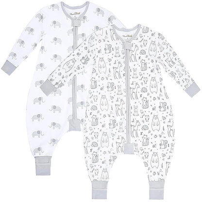 Mama Cheetah Toddler Sleep Sack with Feet, Long Sleeve 0.5 TOG Organic Cotton Baby Sleeping Bag with Legs, Wearable Blanket for Walkers w/ 2-Way Zipper, Toddler Blanket for Girls & Boys 2T