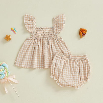 Mubineo Baby Girl Summer Clothes Cute Ruffle Tops Dress Shorts Outfits Set Infant Toddler Shrit Bloomers Princess Outfit