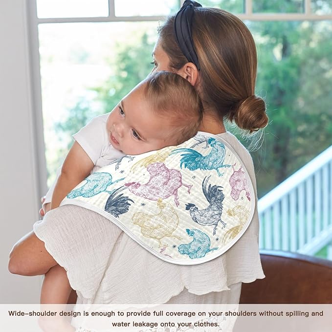 vvfelixl Baby Burp Cloths Chicken Collection Baby Newborn Cotton Burping Cloths Set Baby Washcloths 4 Pack Beige