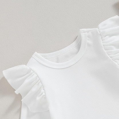 Newborn Infant Baby Girl Solid Ruffle Romper Bodysuit Jumpsuit Casual Clothes One Piece Outfit