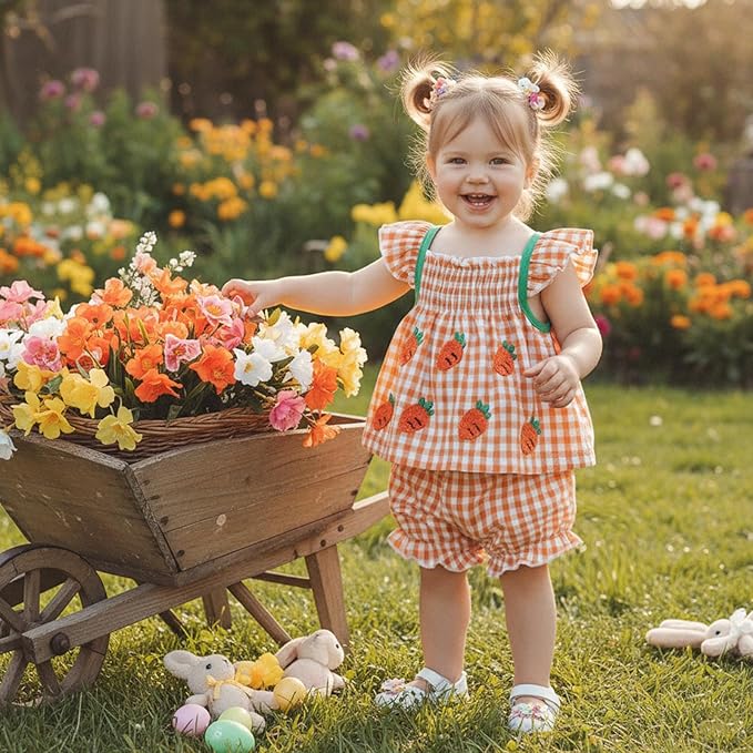 Mubineo Baby Girl Summer Clothes Cute Ruffle Tops Dress Shorts Outfits Set Infant Toddler Shrit Bloomers Princess Outfit