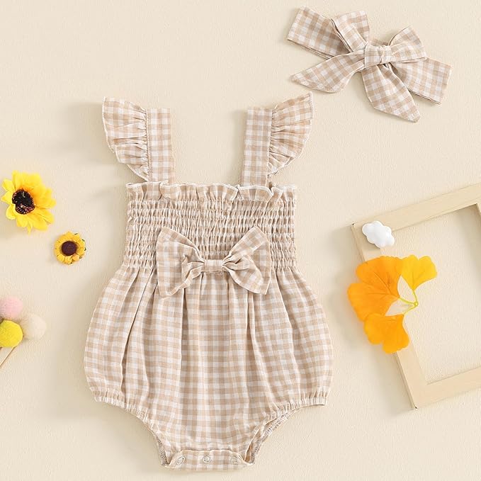 Newborn Baby Girl Bodysuit Sleeveless Halter Frill Romper One-piece Jumpsuit with Headband Summer Clothes Set