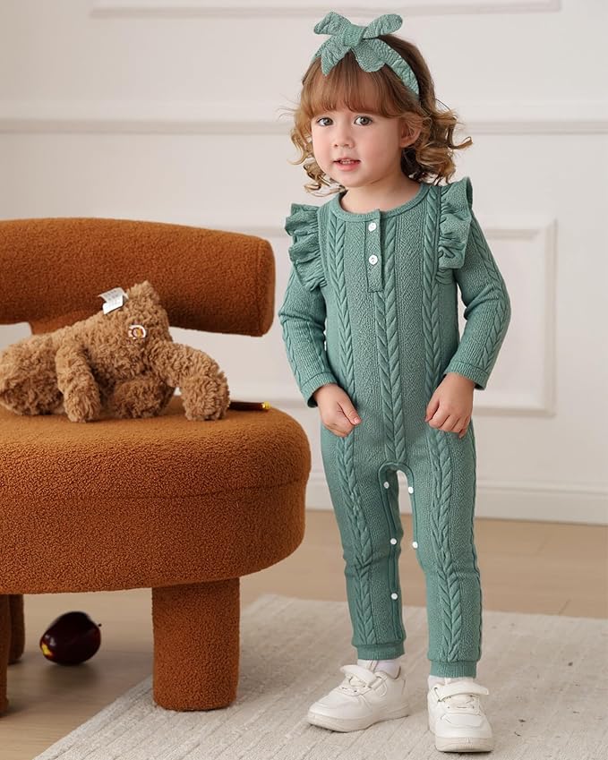 Infant Baby Girl Clothes Newborn Girl Romper Fall Winter Outfit Ruffle Long Sleeve Jumpsuit Romper Cute Baby Girl Outfit